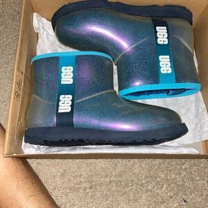 UGG Blue Rain & Snow Boots with Iridescent Finish